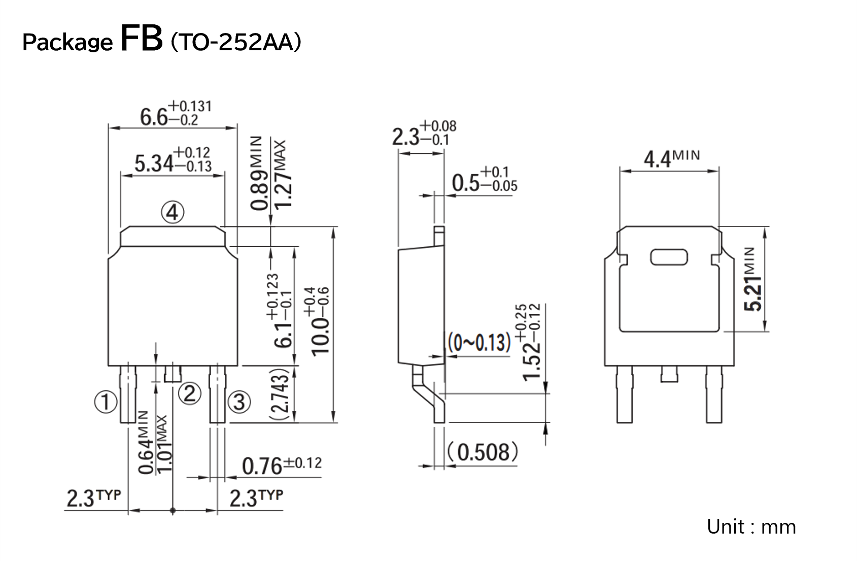 Surface-mount SBD, FB package,external dimensions